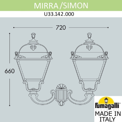 Fumagalli Светильник уличный настенный FUMAGALLI MIRRA/SIMON U33.142.000.AXH27 фото 2 Fumagalli Светильник уличный настенный FUMAGALLI MIRRA/SIMON U33.142.000.AXH27 фото 2