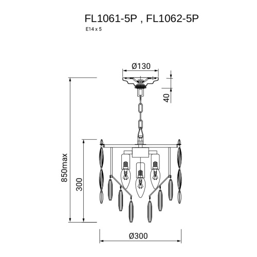 Люстра подвесная The Empress Chrome FL1062-5P фото 4