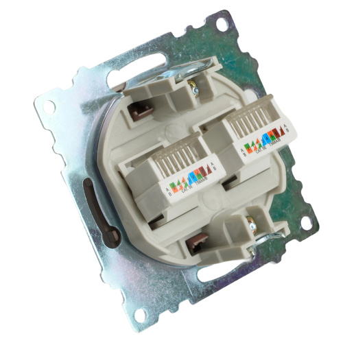Розетка компьютерная 2-местная RJ-45 (механизм) STEKKER GLS00-7109-04, серия Катрин, шоколад фото 11