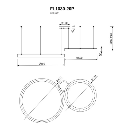 Подвесная люстра Modum FL1030-20P
