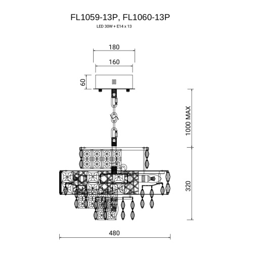 Люстра подвесная Majeste Chrome FL1059-13P фото 2