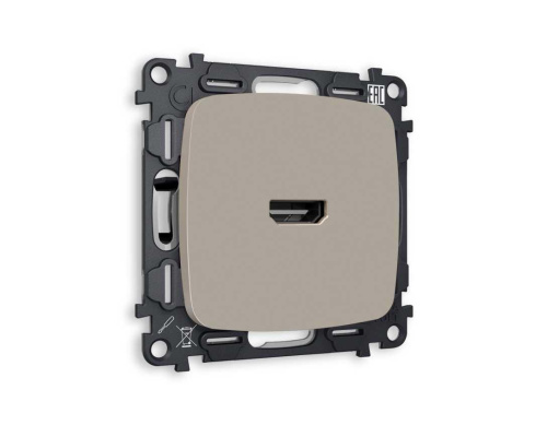 Комплект механизма розетки HDMI 2.0 AMBRELLA VOLT OMEGA Серо-бежевый матовый 40V/500MO 2.0GHz 5-18Gbit/s QUANT (OP3740, VM222) MO374010