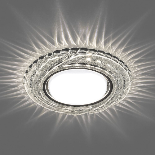 Светильник встраиваемый с белой LED подсветкой Feron CD4037 потолочный GX53 без лампы, прозрачный, хром фото 2 Светильник встраиваемый с белой LED подсветкой Feron CD4037 потолочный GX53 без лампы, прозрачный, хром фото 2