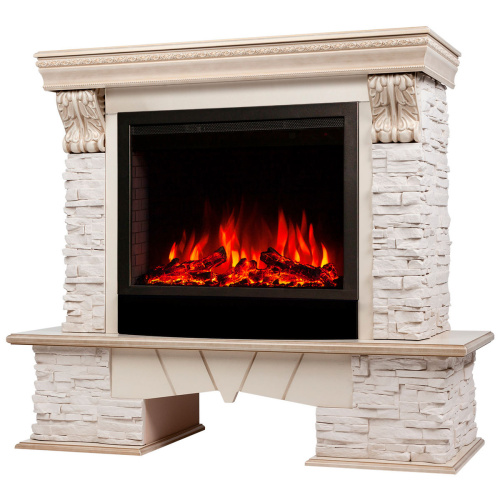 Электрокамин RealFlame Rockland Lux WT белый дуб с золотой патиной с очагом Saphir 25,5 фото 3 Электрокамин RealFlame Rockland Lux WT белый дуб с золотой патиной с очагом Saphir 25,5 фото 3