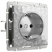 Розетка с заземлением (Hammaer серебряный) W1271006