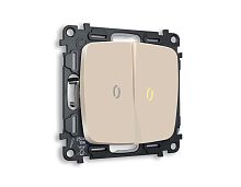 Комплект механизма 2-кл выключателя AMBRELLA VOLT с подсветкой 3200K OMEGA Бежевый матовый QUANT (OP3240, VM115, G11Y) MO324010
