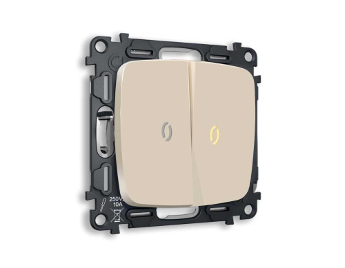 Комплект механизма 2-кл выключателя AMBRELLA VOLT с подсветкой 3200K OMEGA Бежевый матовый QUANT (OP3240, VM115, G11Y) MO324010 Комплект механизма 2-кл выключателя AMBRELLA VOLT с подсветкой 3200K OMEGA Бежевый матовый QUANT (OP3240, VM115, G11Y) MO324010