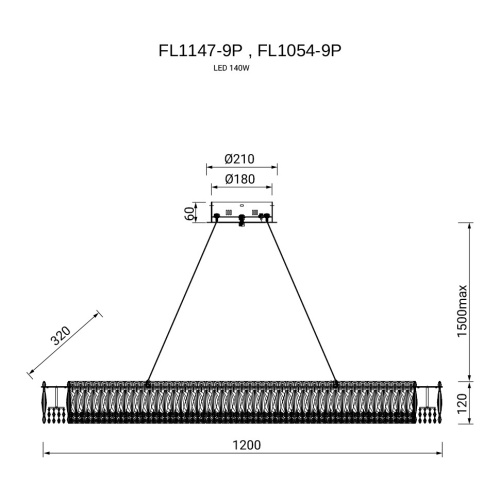 Люстра подвесная Vetto Gold FL1147-9P фото 2 Люстра подвесная Vetto Gold FL1147-9P фото 2
