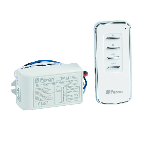 Выключатель дистанционный 230V 1000W 2-хканальный 30м с пультом управления, TM72
