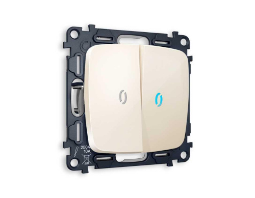 Комплект механизма 2-кл выключателя AMBRELLA VOLT с подсветкой 10000K OMEGA Бежевый глянец QUANT (OP3040, VM115, G17B) MO304020 Комплект механизма 2-кл выключателя AMBRELLA VOLT с подсветкой 10000K OMEGA Бежевый глянец QUANT (OP3040, VM115, G17B) MO304020