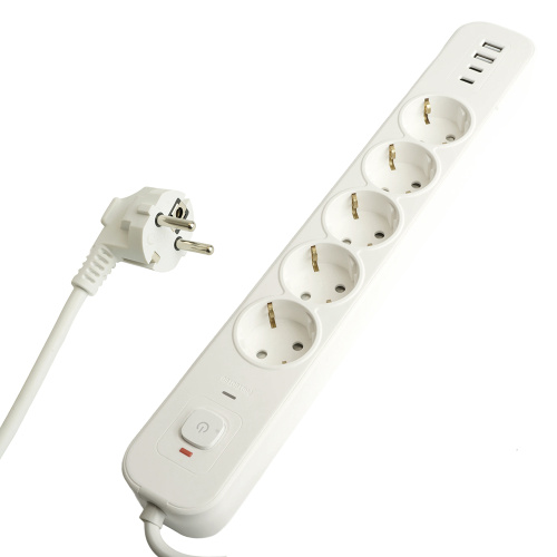 Сетевой фильтр 5-местный с/з STEKKER3x1мм2, 1,8 м, 250В, 16А, 2 USB-A+2 Type-C, серия Nova, белый Сетевой фильтр 5-местный с/з STEKKER3x1мм2, 1,8 м, 250В, 16А, 2 USB-A+2 Type-C, серия Nova, белый