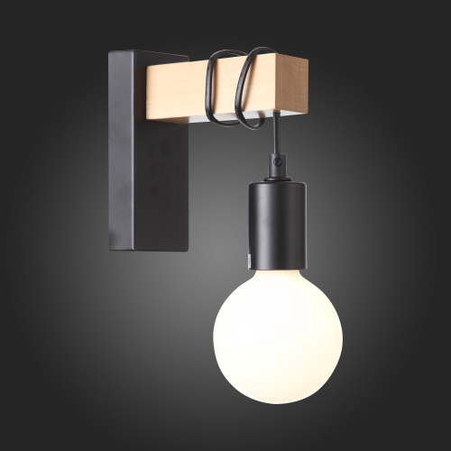 SL1142.401.01 Светильник настенный Черный, Светлое дерево E27 1*60W BAGETTI фото 10