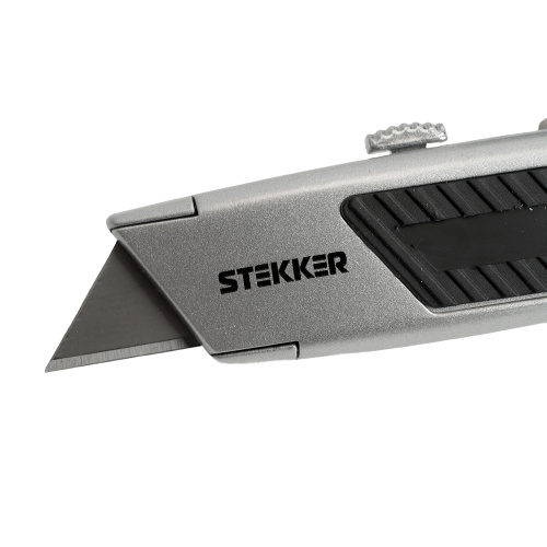 Нож строительно-монтажный с трапециевидным лезвием, 19 мм, 2 лезвия в рукоятке, GS, KMU-13-T фото 2