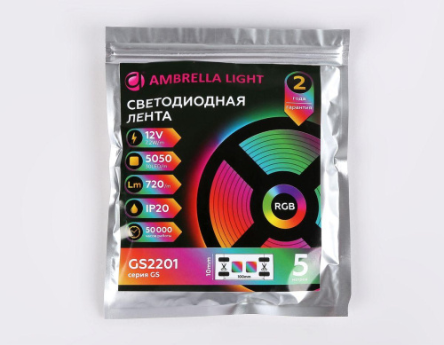 Светодиодная лента Ambrella Light 7,2W/m 30LED/m 5050SMD RGB 5M GS2201 фото 4