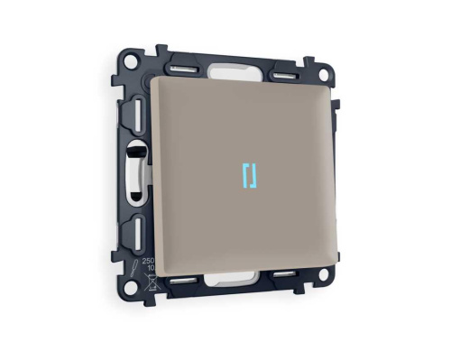 Комплект механизма 1-кл выключателя AMBRELLA VOLT с подсветкой 10000K ALFA Серо-бежевый матовый QUANT (AP3620, VM101, G17B) MA362020