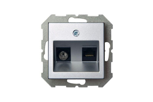 Розетка RJ45/TV Liregus Epsilon серебро 28-183 фото 2