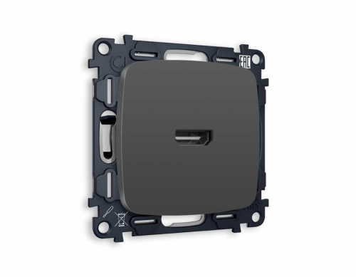 Комплект механизма розетки HDMI 2.0 AMBRELLA VOLT OMEGA Графит мягкое касание 40V/500mA 2.0GHz 5-18Gbit/s QUANT (OP9140, VM222) MO914010