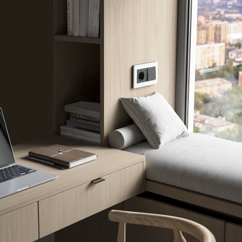 Рамка из поликарбоната на 2 поста Split белый/черный, soft-touch W0023068 фото 5