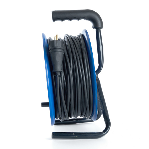 Удлинитель на металлической катушке с/з 4-местный Stekker, PRF02-31-50, 50м, 3*1,5, серия Professional, синий фото 4