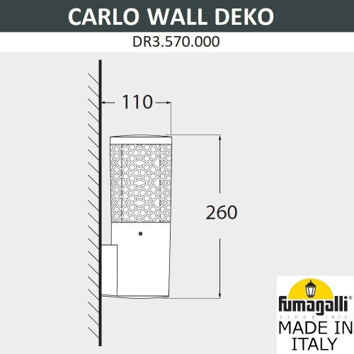 Fumagalli Светильник уличный настенный FUMAGALLI CARLO DECO WALL DR3.570.000.LXU1L фото 2 Fumagalli Светильник уличный настенный FUMAGALLI CARLO DECO WALL DR3.570.000.LXU1L фото 2