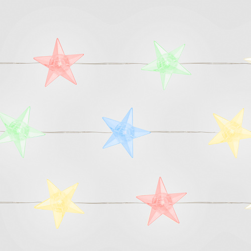 Гирлянда линейная Feron CL572 Звездочки, статичная, 4,5м USB мультиколор, прозрачный шнур фото 3