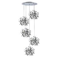 L5PR721134 Подвес пятерной круглый EXTRA 5x3x5W(led) G9  (721134 - 5 + 572154 -1) ХРОМ