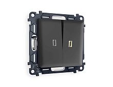 Комплект механизма 2-кл выключателя AMBRELLA VOL с подсветкой 3200K ALFA Графит мягкое касание QUANT (AP9040, VM115, G11Y) MA904010