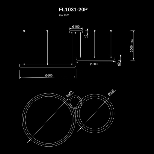 Подвесная люстра Modum FL1031-20P фото 2