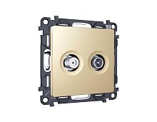 Комплект механизма розетки TV оконечной + SAT 5-862MHz 3.5dB/950-2150MHz 3.5dB Ambrella Volt ALFA Шампань QUANT (AP6133, VM217) MA613310