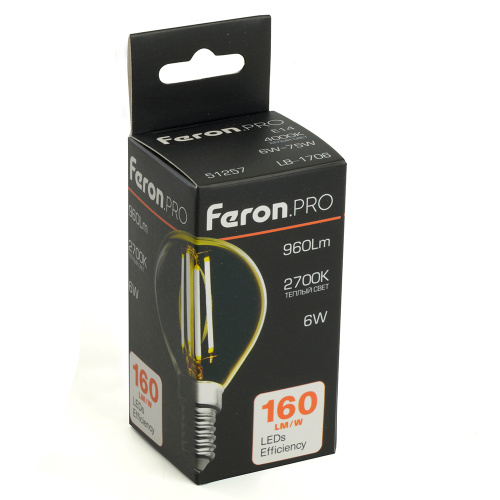 Лампа светодиодная Feron.PRO LB-1706 Шарик E14 960LM 6W 175-265V 2700K фото 9