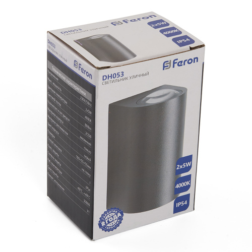 Светильник уличный светодиодный Feron DH053, 2*5W, 800Lm, 4000K, серый фото 5 Светильник уличный светодиодный Feron DH053, 2*5W, 800Lm, 4000K, серый фото 5
