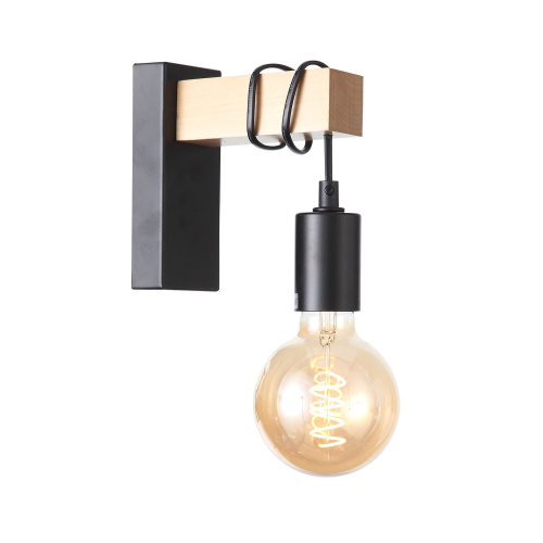 SL1142.401.01 Светильник настенный Черный, Светлое дерево E27 1*60W BAGETTI фото 4