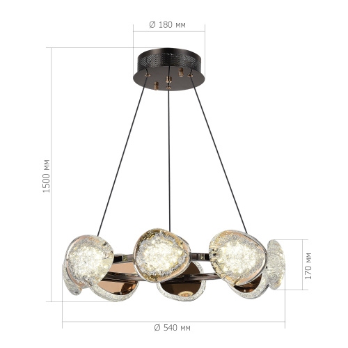 SL6018.203.64 Светильник подвесной ST-Luce черный/ золотистый / прозрачный LED 1*64W 4000K ENIGMA фото 2