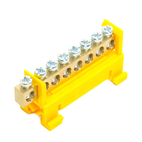 Шина"PE" STEKKER на изоляторе 6*9 на DIN-рейку 8 выводов, желтый, LD555-69-8 фото 4