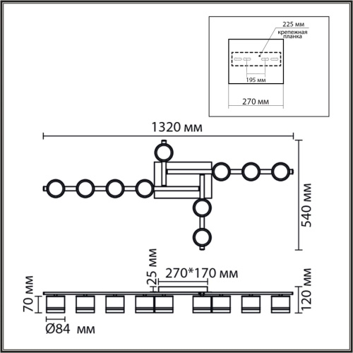 8303/10C COMFI LN26 237 белый, металл Светильник потолочный GX53 LED 10*7W 220V AGNIA