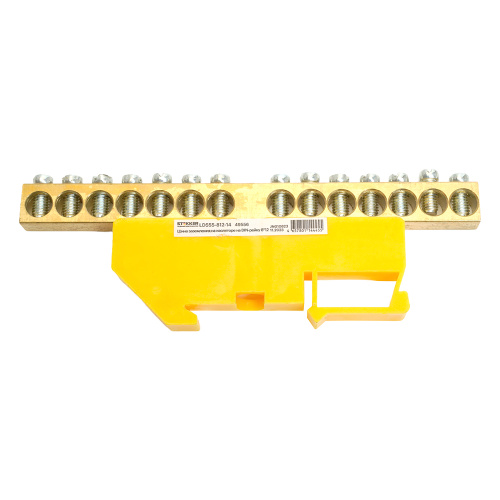 Шина "PE" STEKKER на изоляторе 8*12 на DIN-рейку 14 выводов, желтый, LD555-812-14 фото 3