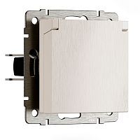 Розетка влагозащ. с зазем. с защит. крышкой и шторками N (перламутровый рифленый) W1171213