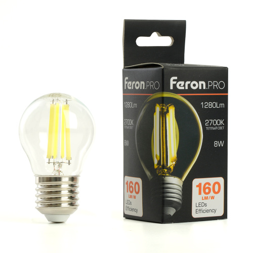 Лампа светодиодная Feron.PRO LB-1708 Шарик E27 1280LM 8W 175-265V 2700K фото 8