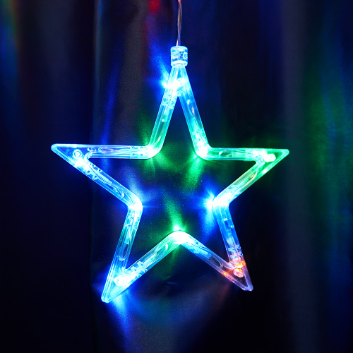 Светодиодная гирлянда Feron CL29 бахрома Звезды  3м  + 3м 230V мультиколор, статичная, c питанием от сети, прозрачный шнур фото 6