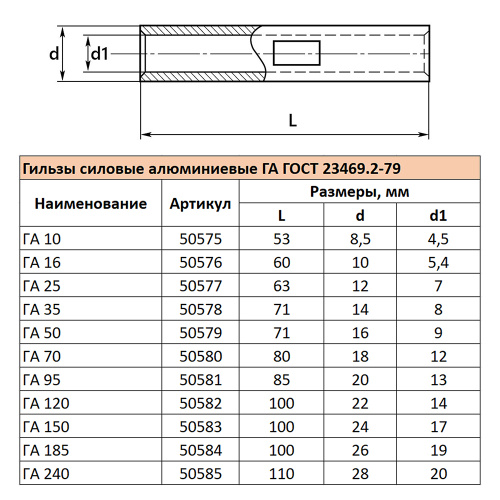 LD-GA-240-20 Гильза алюминиевая ГА 240-20 ГОСТ 23469.2-79 фото 6 LD-GA-240-20 Гильза алюминиевая ГА 240-20 ГОСТ 23469.2-79 фото 6