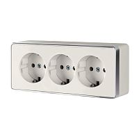 Розетка тройная с заземлением и шторками Gallant слоновая кость W5073103