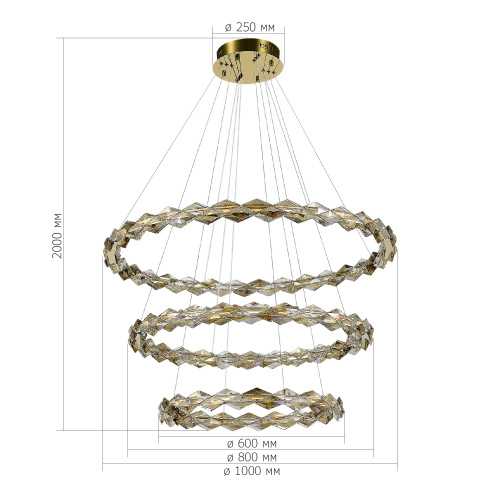 SL6009.203.03 Люстра подвесная ST-Luce Золотистый/Прозрачный,Янтарный LED 1*75W 3000K DIAMANTA фото 2