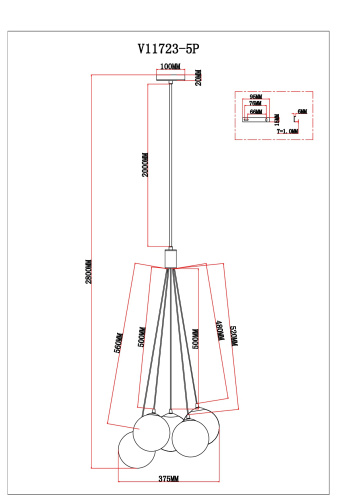 Светильник подвесной Moderli V11723-5P Renny фото 2