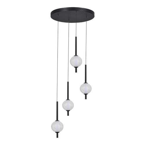 SL6120.403.04 Светильник подвесной ST-Luce Черный/Прозрачное кракелированное стекло LED 4*8,5W 3000K PEEK фото 4