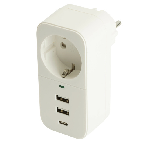 Сетевой фильтр 1-местный с/з STEKKER 250В, 16А, 2USB+1Type-C 2,4 A, серия Nova, HM81-11-1, белый фото 3 Сетевой фильтр 1-местный с/з STEKKER 250В, 16А, 2USB+1Type-C 2,4 A, серия Nova, HM81-11-1, белый фото 3