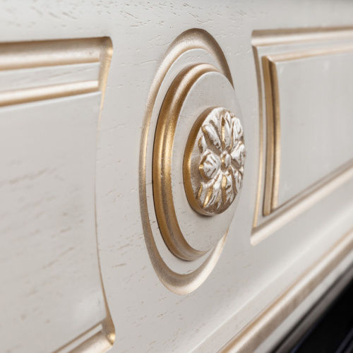 Каминокомплект SIENA/СИЕНА Бежевый дуб с золотой патиной с очагом Электроочаг SAPHIR/САПФИР 50 фото 6