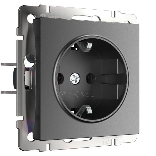 Розетка с заземлением и шторками (графит матовый) W1171164 Розетка с заземлением и шторками (графит матовый) W1171164