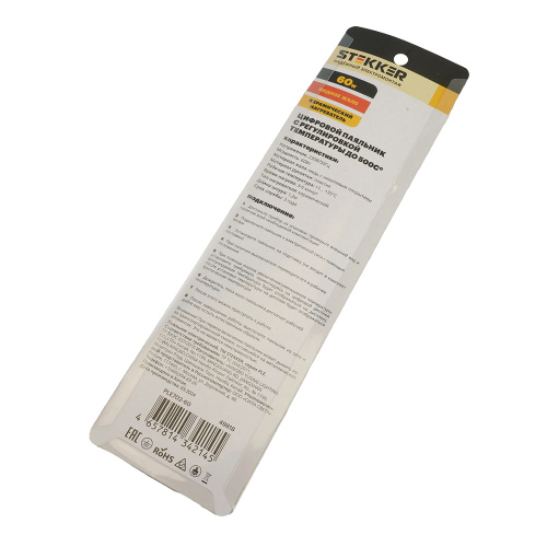 Паяльник с регулировкой температуры цифровой до500С с керам.нагревателем,60Вт,долговечное жало,230В, STEKKER PLE702-60 фото 7