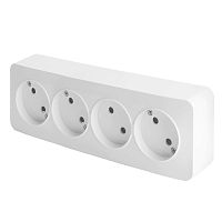 Розетка 4-местная б/з открытой установки, STEKKER, 250В, 10А, IP20, серия София, белый, MST10-14-01