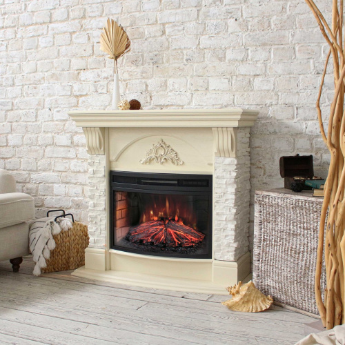 Каминокомплект ATHENA/АТЛАНТА Айвори с очагом Электроочаг FIREFIELD 25 фото 3